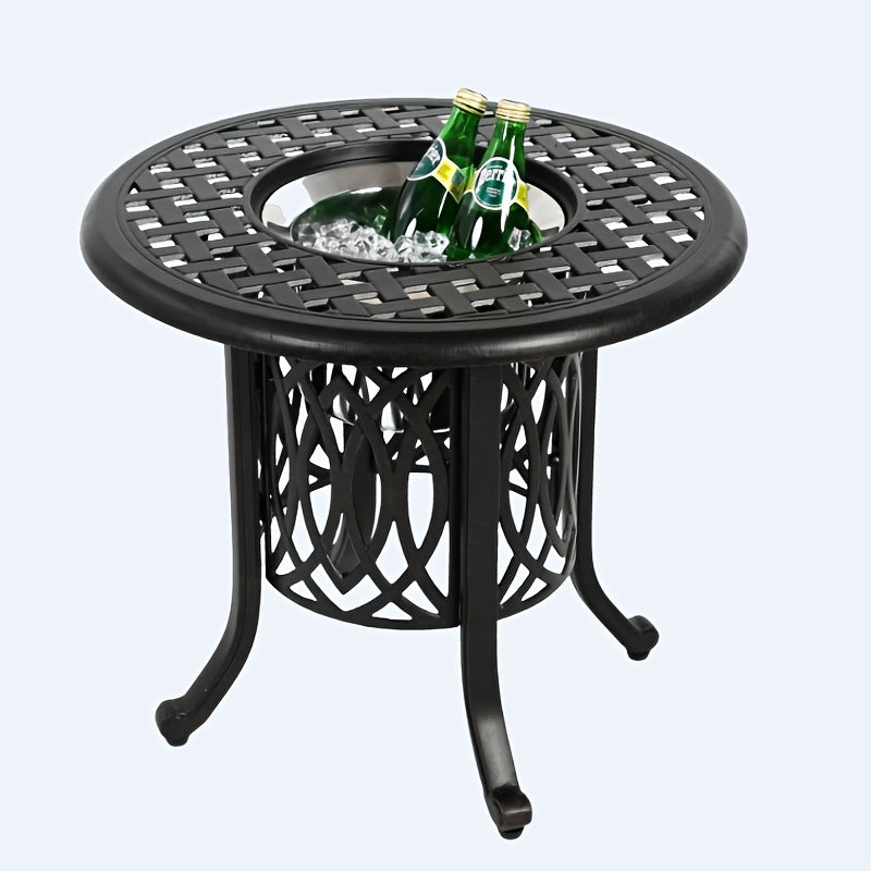 Buitentafel – Tuintafel – Balkontafel – Bijzettafel – IJsemmer tafel – Aluminium – Compact met Verstelbare Voeten
