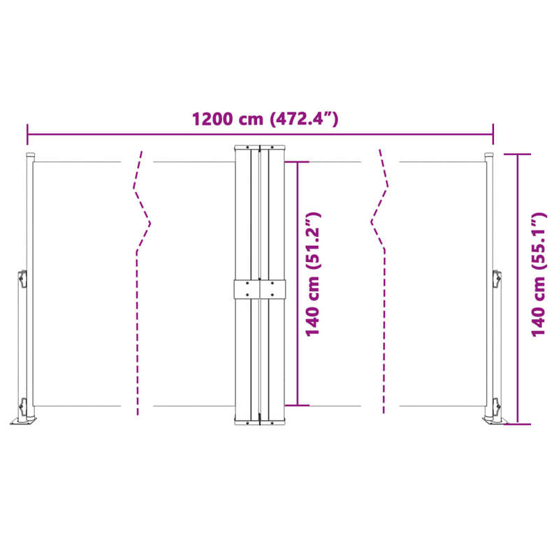 Uittrekbaar Windscherm – Windscherm Balkon – Privacy Scherm – Terras Afdekking – Waterafstotend Polyester – 140 Cm Hoog