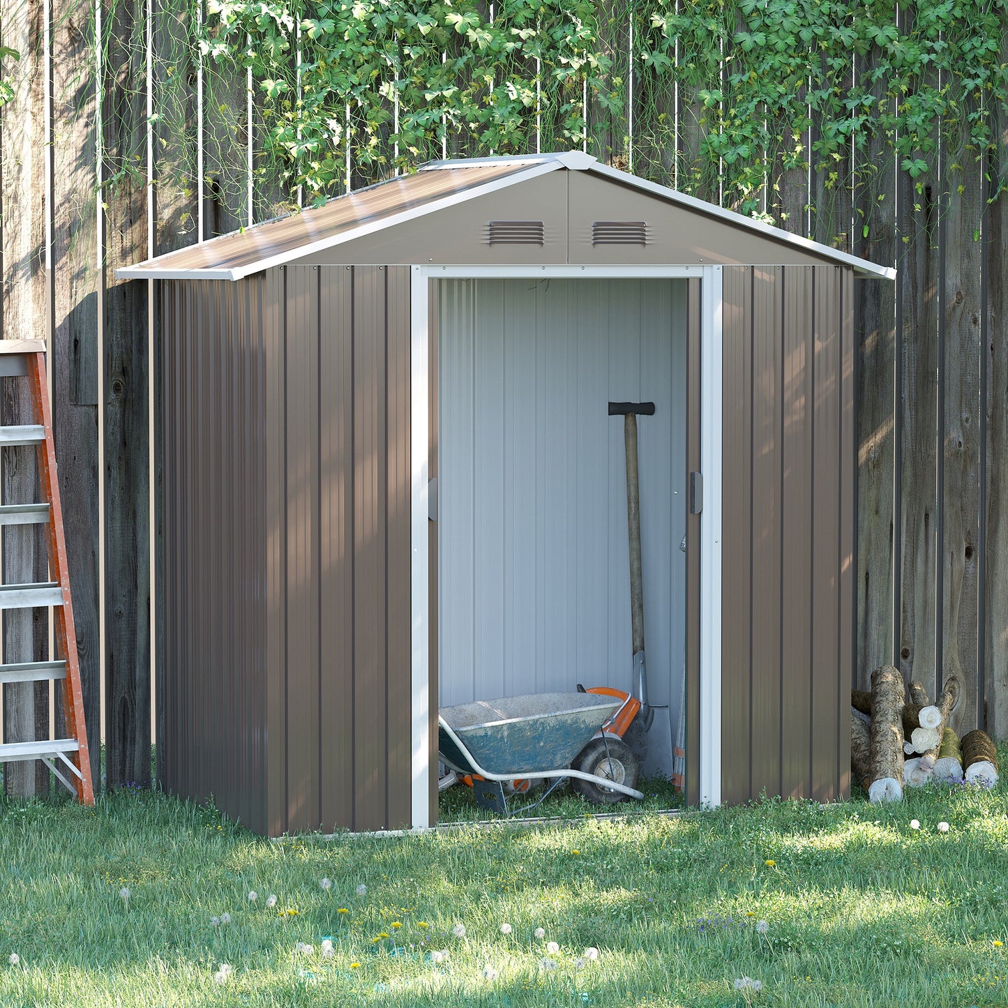 Tuinhuisje – Tuinkast – Berging – Gereedschapsschuur – Tuinberging – Gegalvaniseerd Staal – 2,1 m² Ruimte – Dubbele Schuifdeuren – Ventilatie