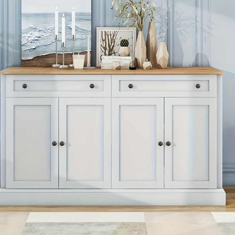 Opbergkast – Opbergmeubel – Kledingkast – Schoenenkast – Witte Kast – Ruime Indeling Met 4 Deuren & 2 Laden – Stevige Vrijstaande Constructie 150x86x40 cm