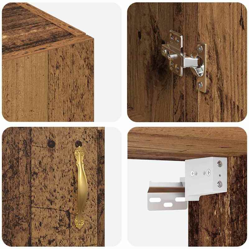 Wandkast – Muurkast – Opbergkast – Hangkast – Houten Kast – Bruin – Duurzaam Hardhout – 69,5 x 34 x 90 cm