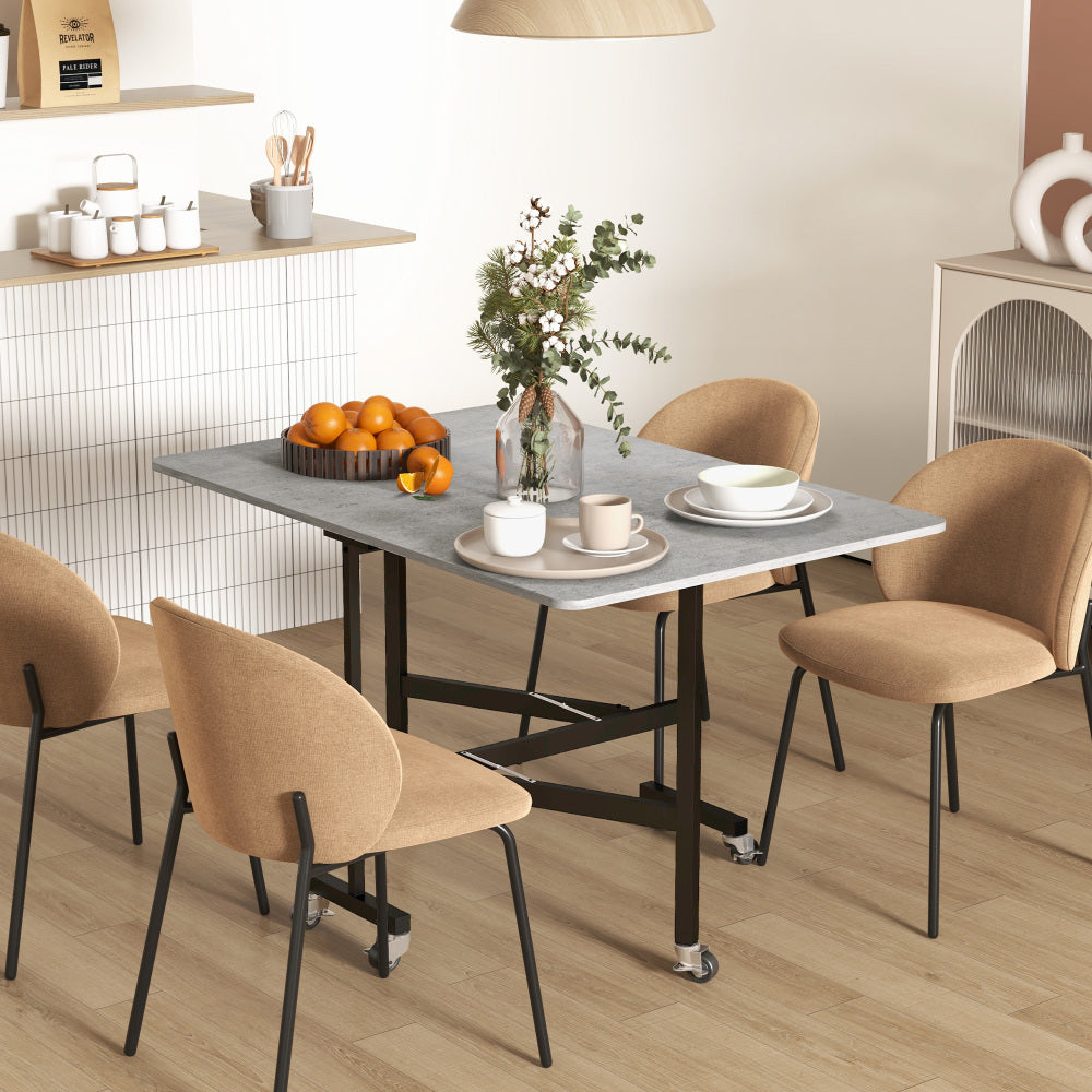 Uitklaptafel – Klaptafel – Vouwtafel – Inklapbare Tafel – Eettafel – Met Wieltjes – Stalen Poten – 120 x 80 x 73 cm – Voor 4-6 Personen