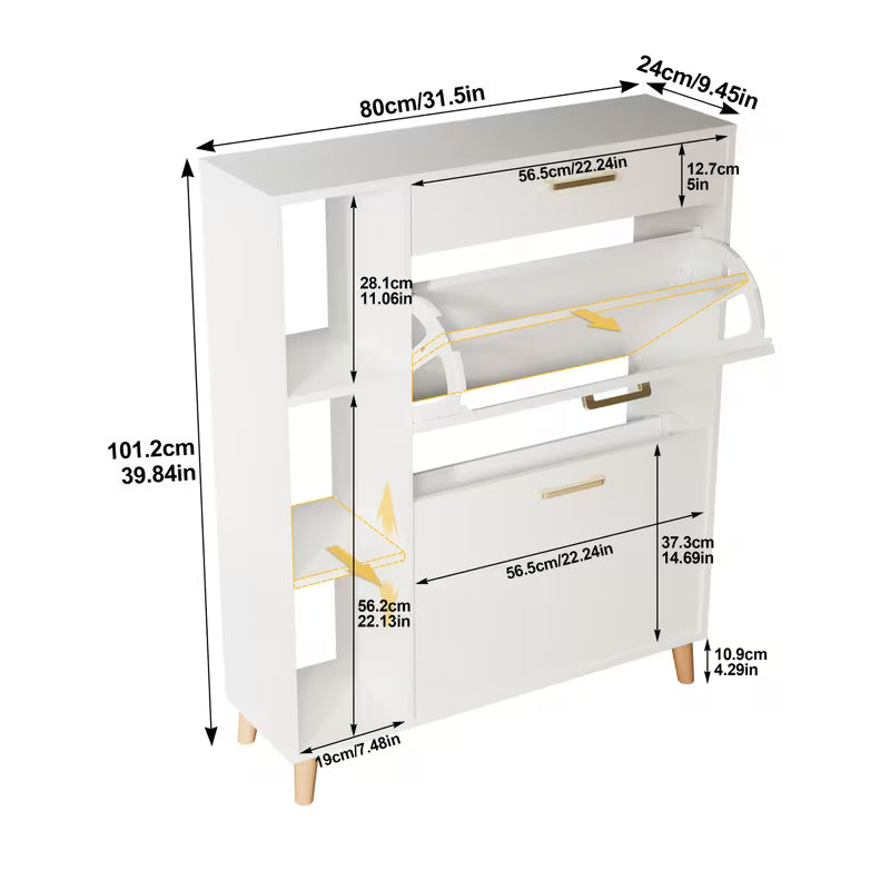 Schoenenkast – Schoenenrek – Schoenopberger – Halmeubel – Opbergkast – Smal Design – Zwart Hardhout – Uittrekbare Lade – Voor Circa 12-15 Paar Schoenen