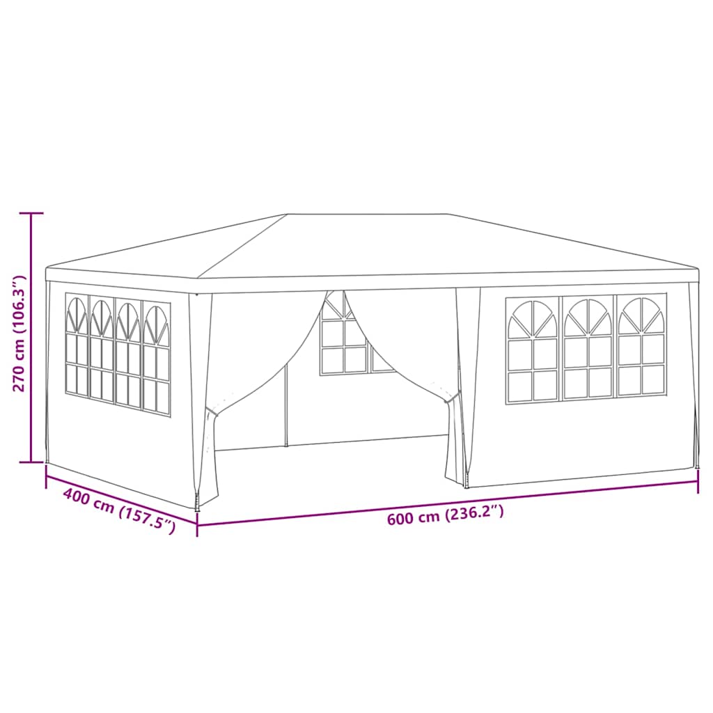 Partytent – Feesttent – Tuintent – Paviljoen – Opvouwbare Tent – Waterdicht – 4x6 Meter – 90 g/m² PE – Antraciet