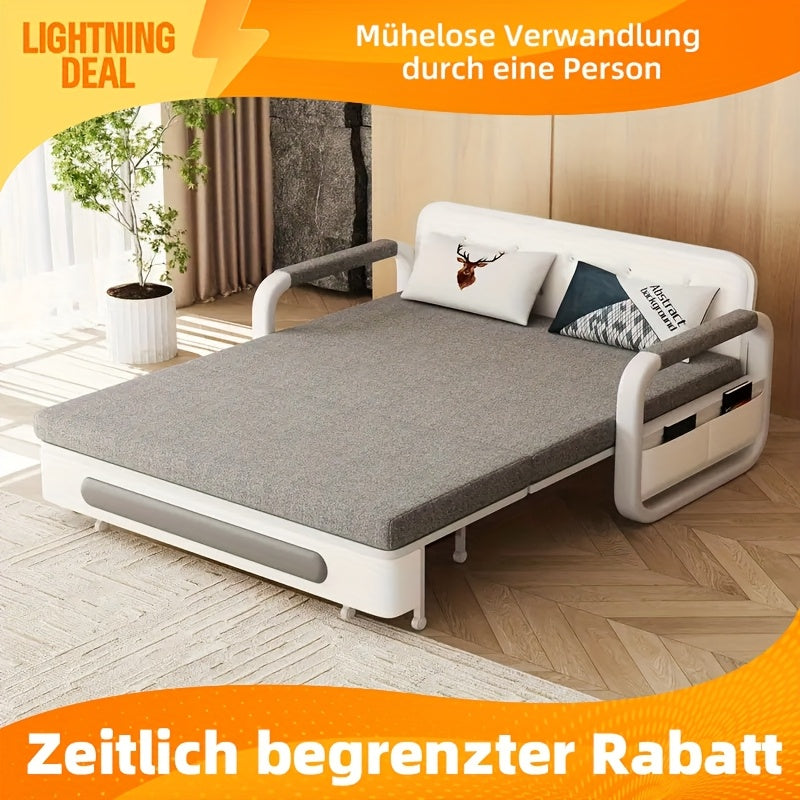 Uitschuifbaar Sofa Bed – Slaapbank – Bedbank – Slaapbank Met Opbergruimte – Zitting Met Opbergvak – Compact 158 cm – Modern Minimalistisch Design