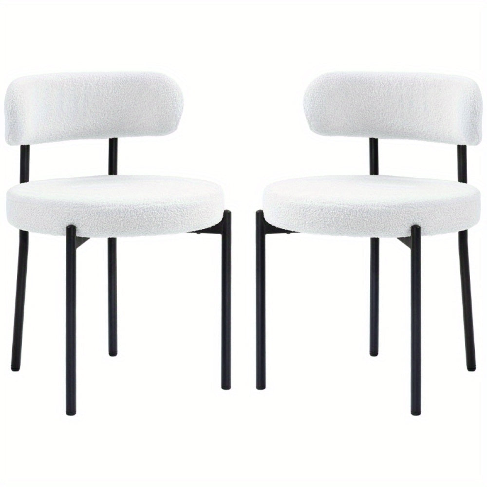 Eetkamerstoelen – Stoelen – Zitmeubels – Bijzetstoelen – Eetkamerstoelen Set – Crèmekleurige Fleece Bekleding – Stevige Metalen Poten – Onderhoudsvriendelijk & Comfortabel