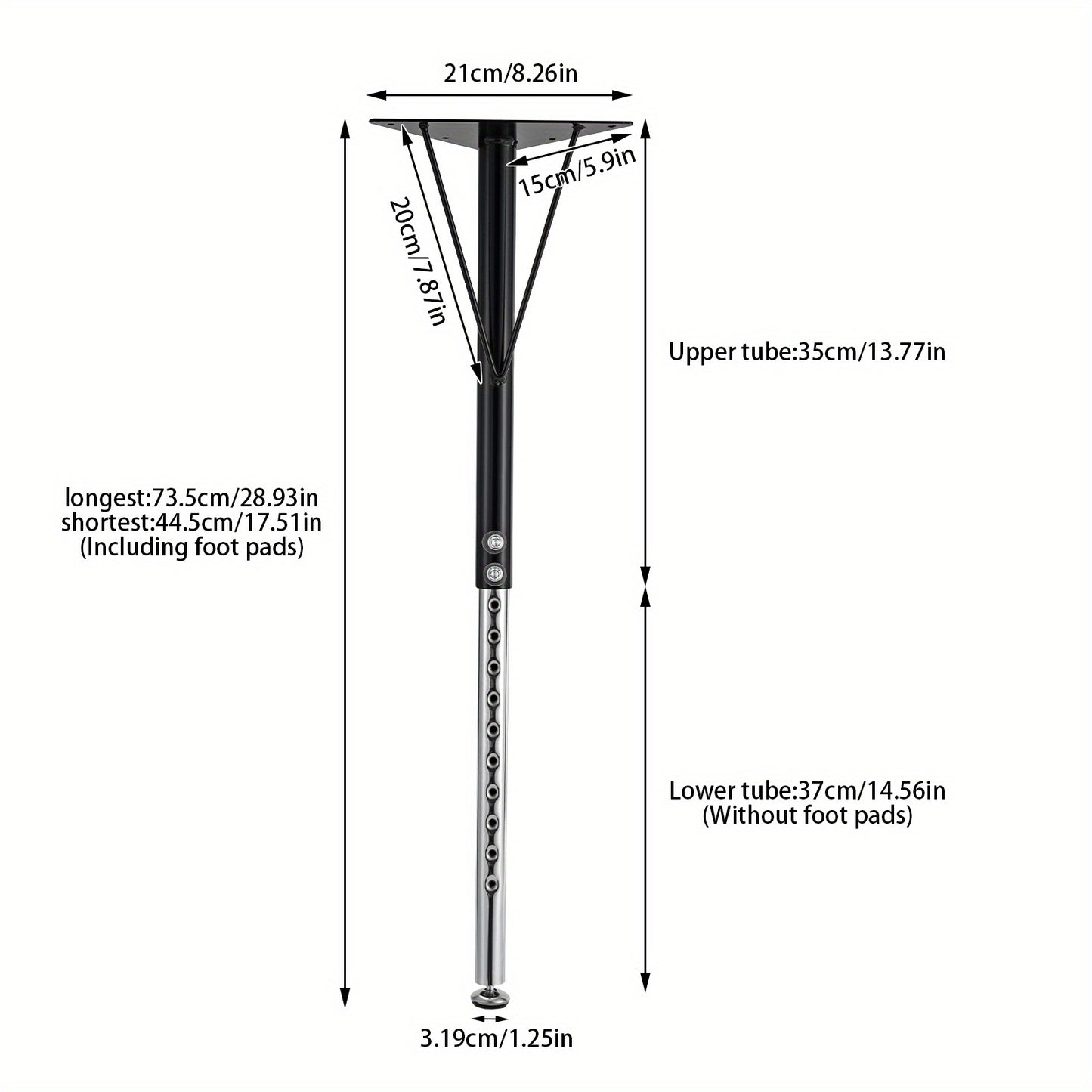 Verstelbare Tafelpoten – Tafelpoten Met Verstelbare Hoogte – Meubelpoten – Bureau Poten – Eettafel Poten – Zwarte Metalen Constructie – Verstelbaar 44,5-73,5 cm – Antislip Rubber Voetjes – Stevig Tot 300 kg