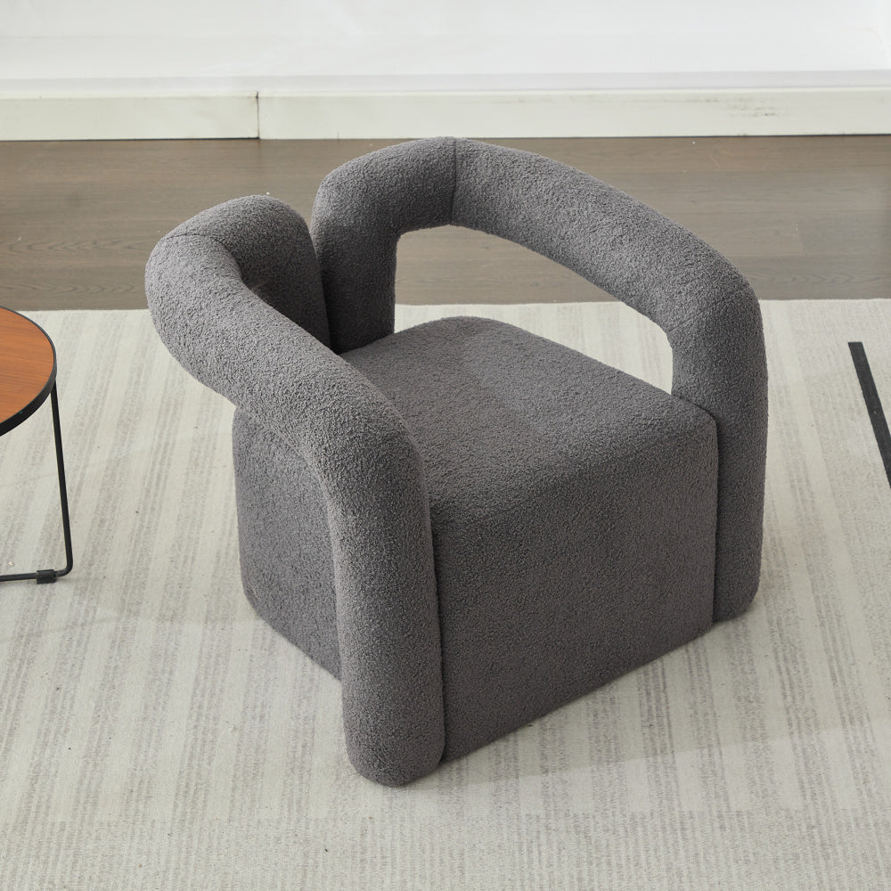 Leesstoel – Fauteuil – Relaxstoel – Loungefauteuil – Zetel – Sherpa Stof – Memory Foam Vulling – Breed Armleuningontwerp – Grijs