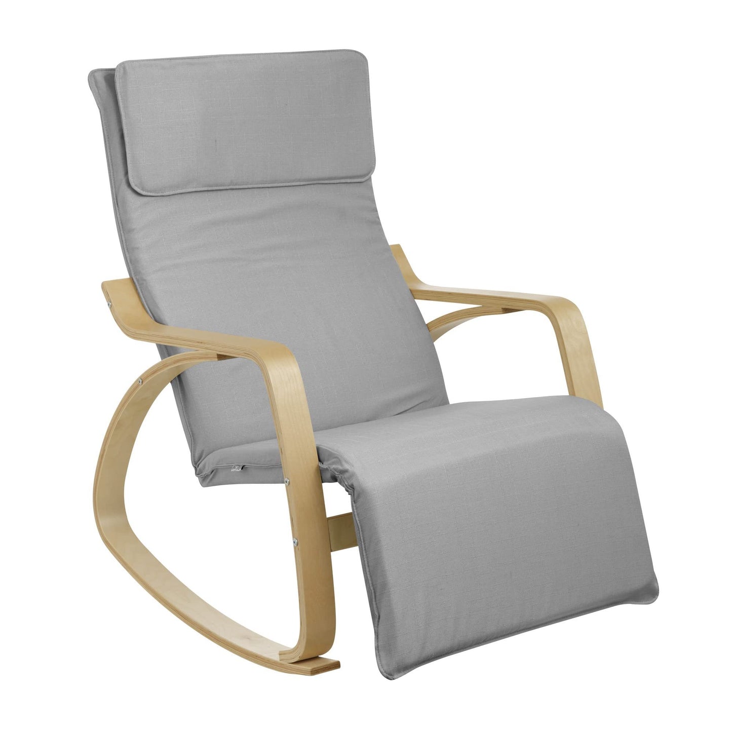 Baroni Home Rocking Chair with Armrests in Wooden Indoor, Ergonomic Rocking Armchair in Fabric with Headrest And Adjustable Footrest to 5 Heights, Max 150 Kg, Living Room