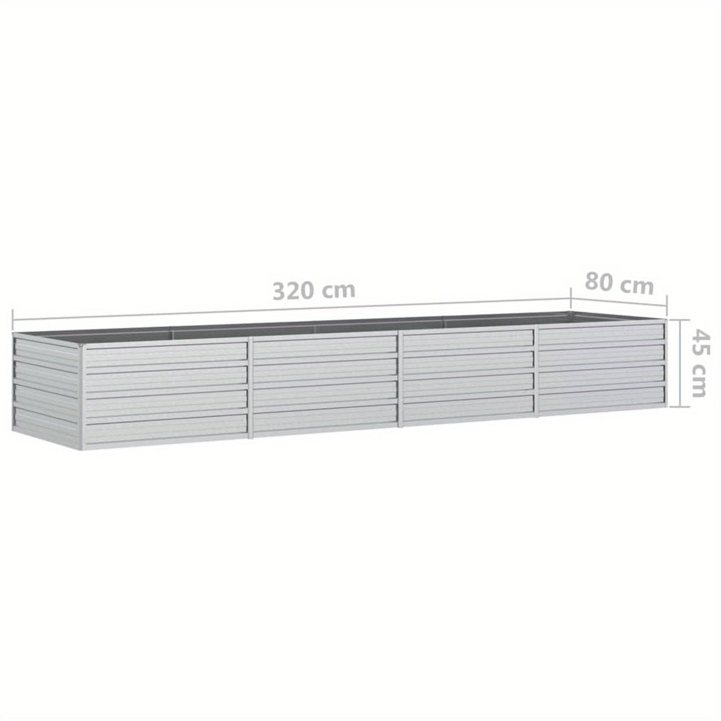Hoogtebak Tuin – Verhoogd Plantenbed – Moestuinbak – Kruidenbak – Bloembak – Gegalvaniseerd Staal – 320x80x45 cm – Weerbestendig & Duurzaam