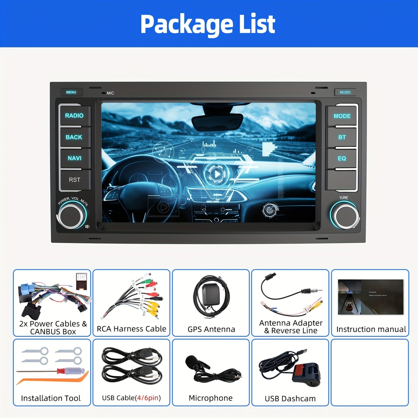 Multifunctioneel Android Autosysteem – Autosterio – Navigatiesysteem – Touchscreen Multimedia – Infotainment – 7-inch HD Touchscreen – Draadloze CarPlay-ervaring & Ingebouwde Dashcam
