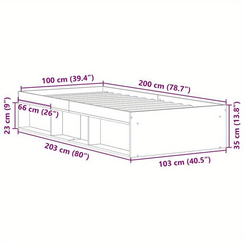 Bed frame without Mattress Oak Artigianale 100x200cm Practical, removable, suitable for all seasons