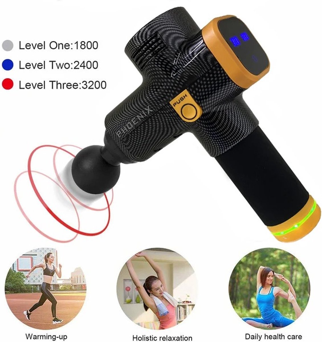 Handmassage Apparaat - Massage Gun Luxe - Klopmassage Apparaat - Klopmassage Apparaat - Zwart - Grijs