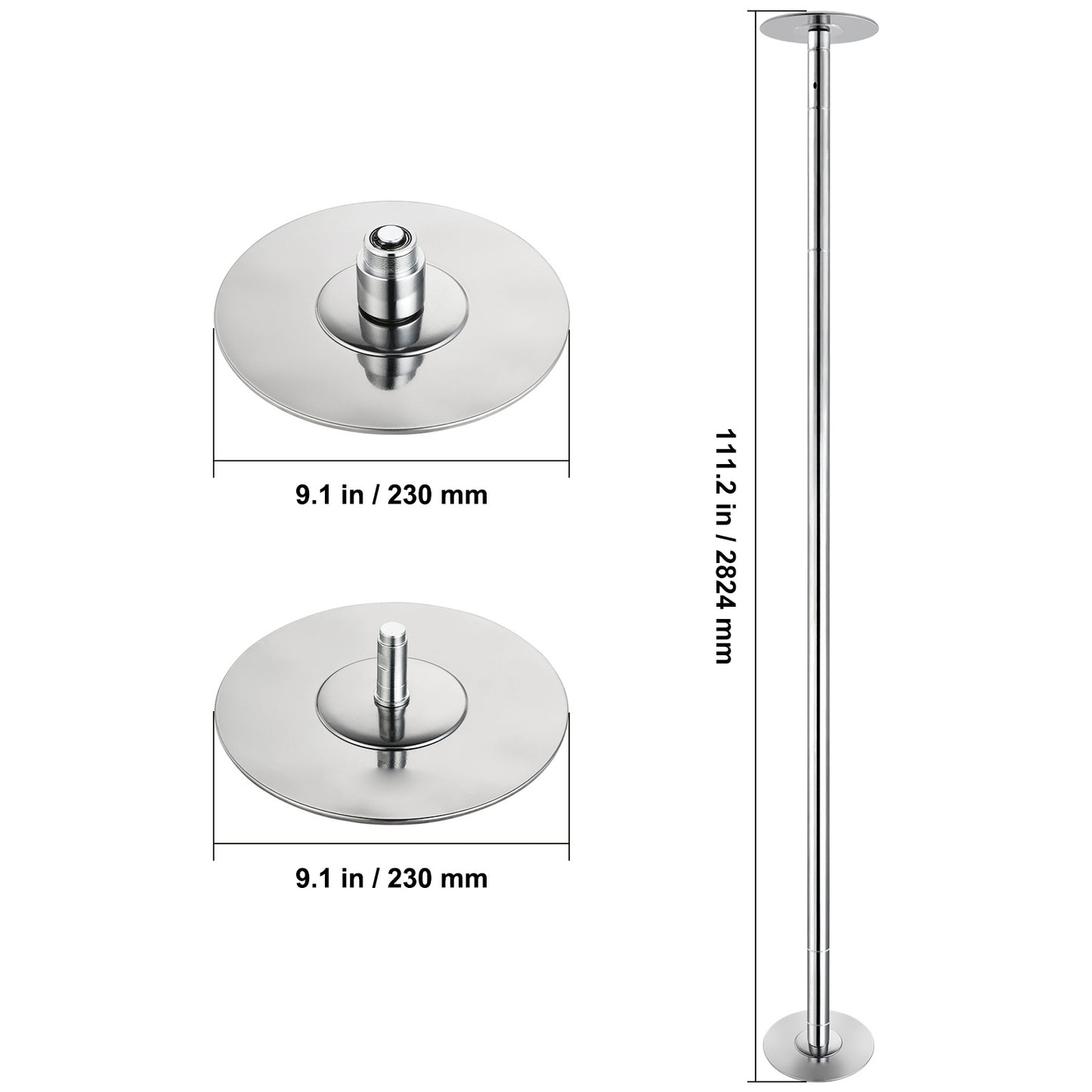 Danspaal – Paaldans Paal – Dansstang – Pole Dance – Professionele Verstelbare Hoogte – Roterend en Statisch – Roestvrij Staal 45mm – Draaggewicht 200kg