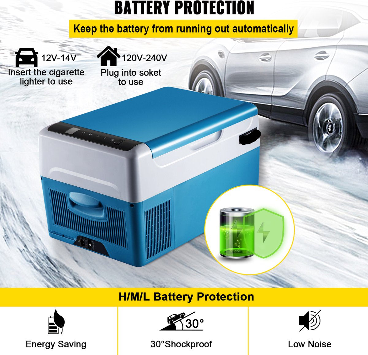 Car Fridge Compressor - 22L - Car Fridge Mini - 546x294x305cm - Mini Koelkast - APP of handmatige bediening, voor thuis, auto's, boten