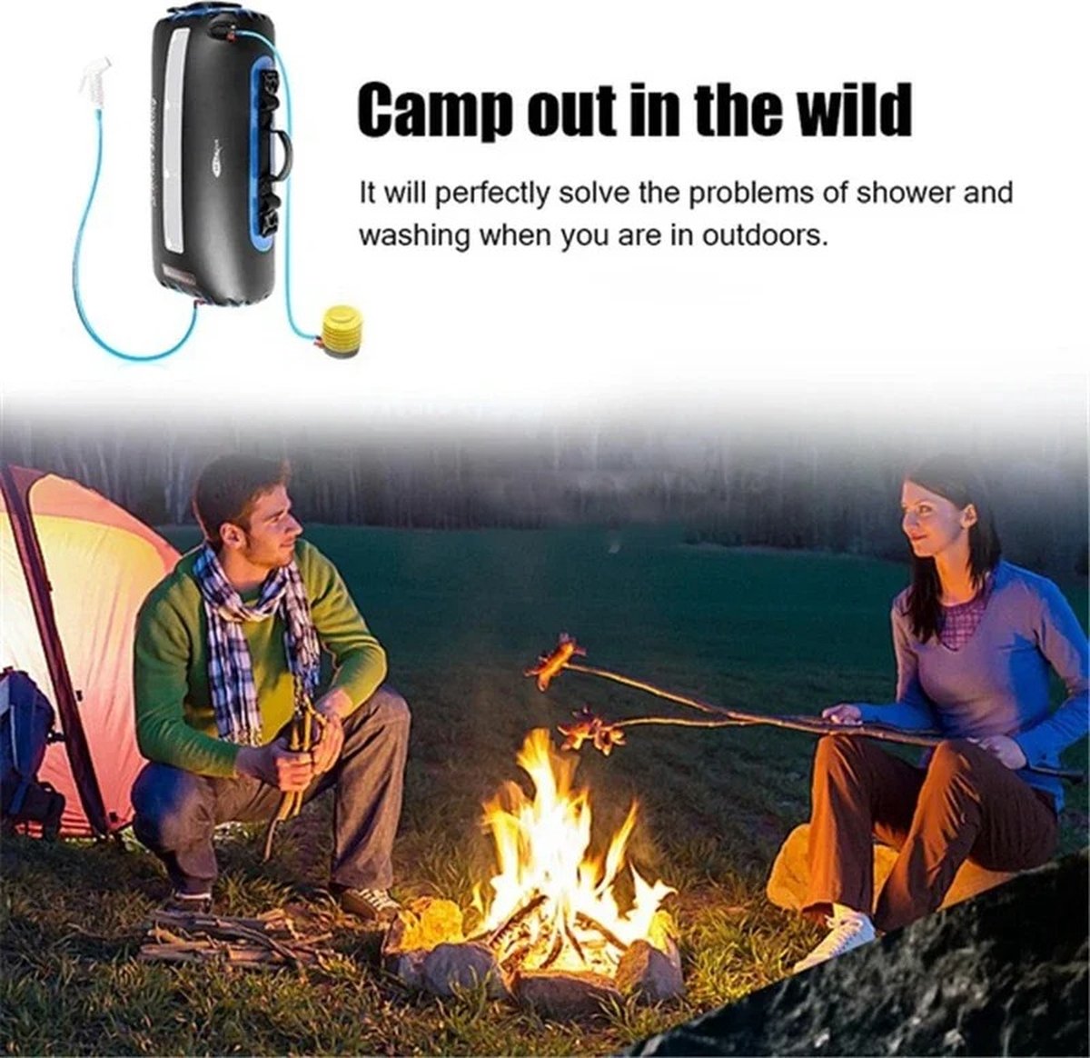 Camping Douche - Douchezak - Robuust en Duurzaam - Outdoor - Multifunctioneel - Zonne energie - 20L - Lichtgewicht - 45°C - Solar - Zwart