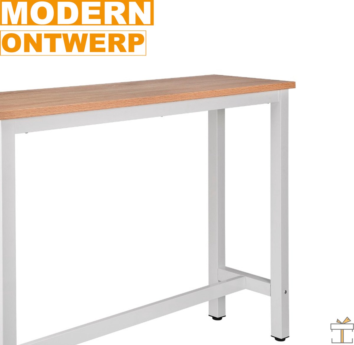 Deluxe bar table - Rectangular - Indoor bar table - Metal - White/brown - 140x40x100cm