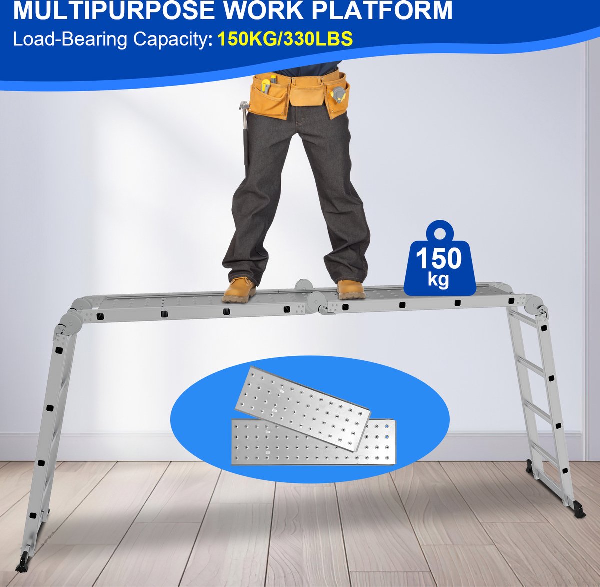 Folding ladder 4x4 Leaning ladder Aluminum Multifunctional ladder Extension ladder
