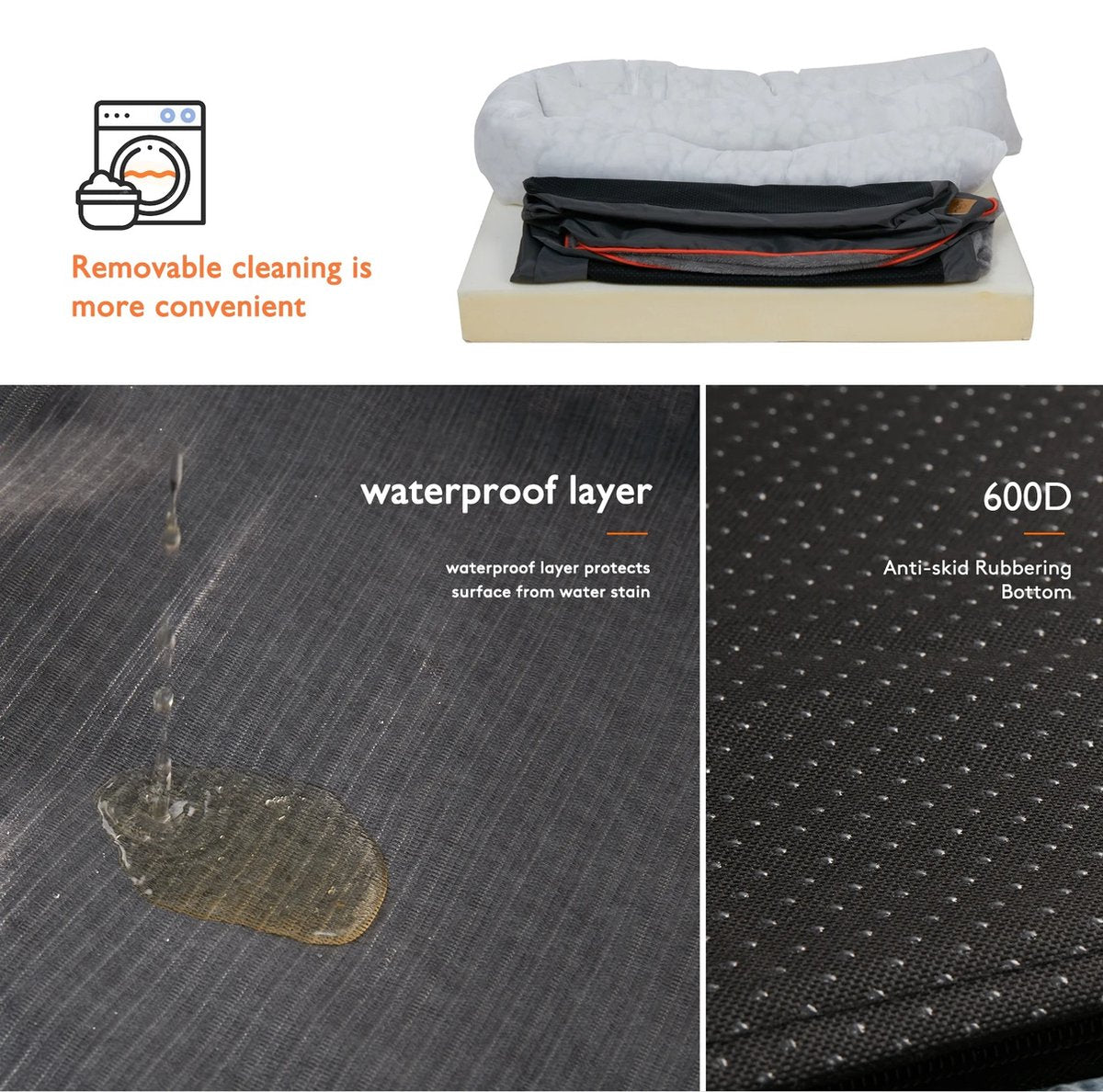 Hondenkussen XL - Orthopedisch Hondenbed - 97x72x29,5 cm - Premium Foam - Antislip Oxforddoek - Wasbaar - Waterdicht - Lounger - Grijs - QUORE