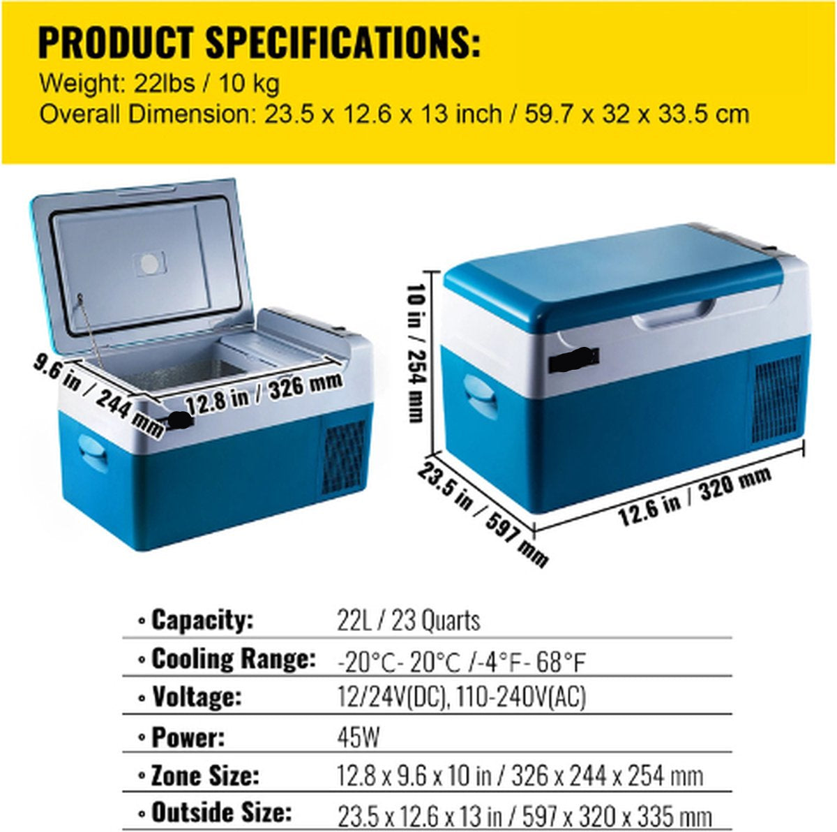 Auto Koelbox - Koelbox 12V - Koelbox Elektrisch - Autokoelkast - Auto Koelbox 12V - 22 Liter - Tot 48 Blikjes - Met App en Cup Holders