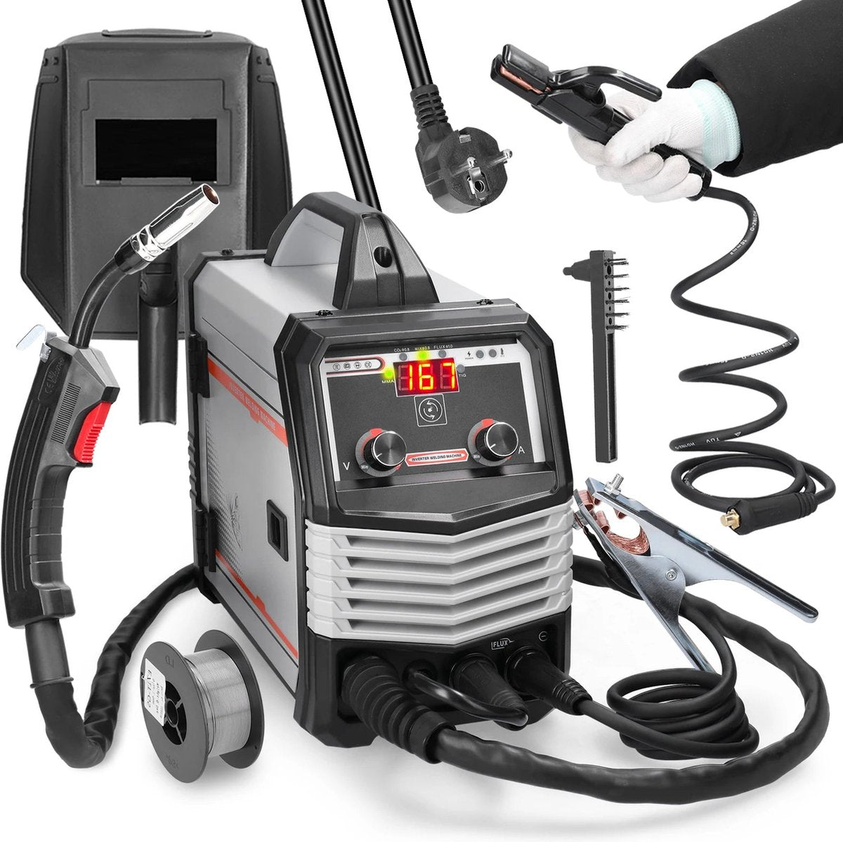 Welding Machine - Electric Welder - Multifunctional - 4 in 1 MIG MMA MAG TIG - Inverter Welder - Portable Electric Welding Machine - Intelligent Welder - Gray