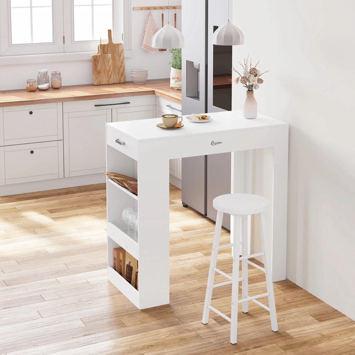Kitchen Island - Kitchen Island - Movable Cooking Island - Kitchen Unit With Worktop - Kitchen Island/Bar Table - Table - 100X100X50 Cm - White
