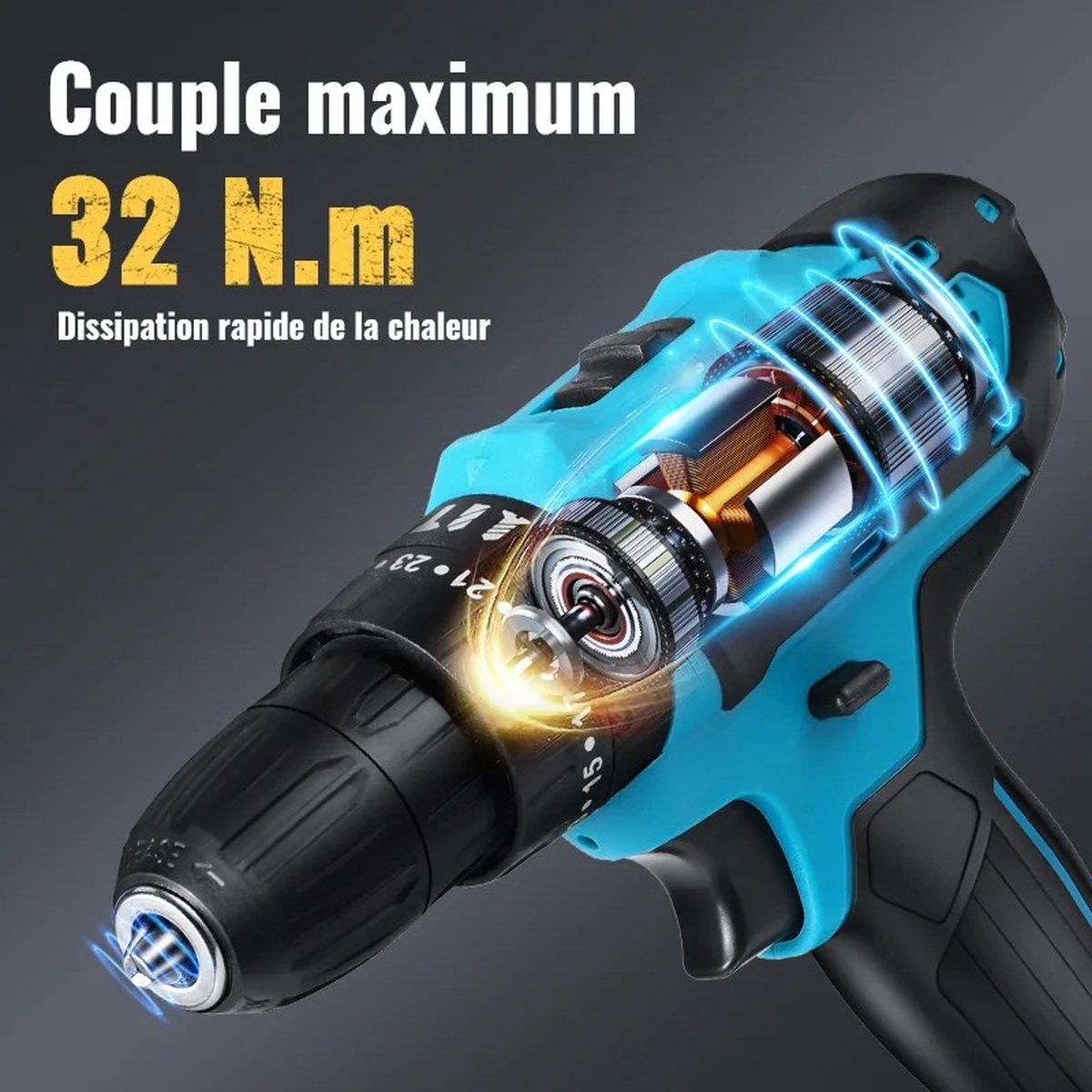 Koolborstelloze Elektrische Schroevendraaier - 1300NM - Snoerloze Slagmoersleutel - met LED-licht - Snoerloze Boormachine - Blauw