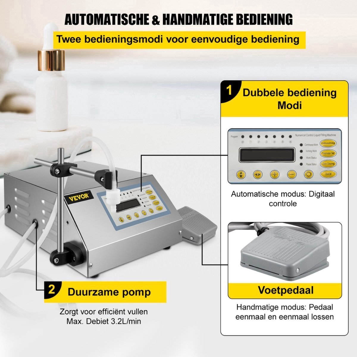 Vulmachine Vloeistof - Pneumatische Flessenvuller - Vulautomaat - 3,5L - QUORE