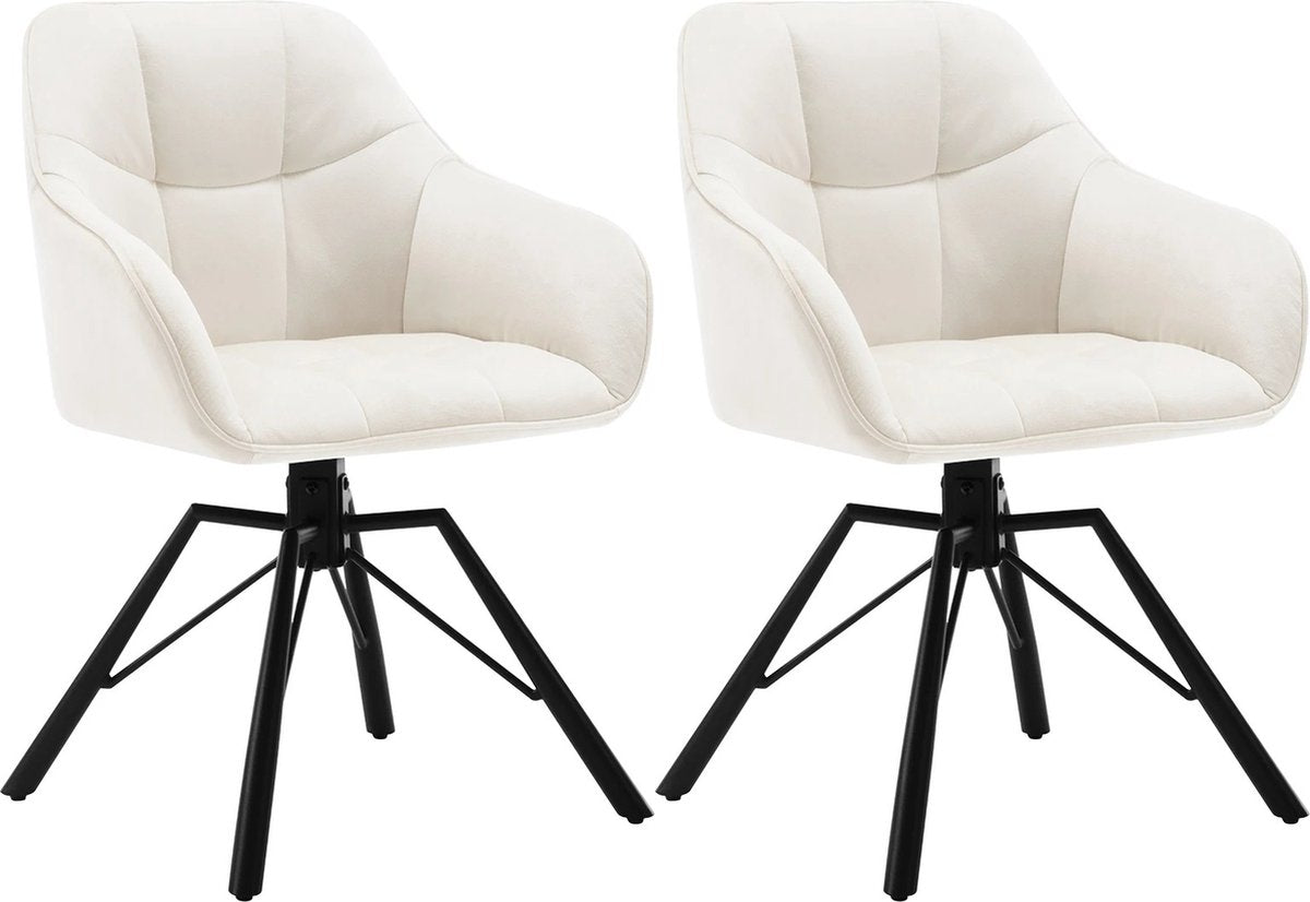 Eetkamerstoelen - met Armleuning - Eetkamer Stoelen set Van 2 - Comfortabel - Draaiend - Gestoffeerd - Turqoise