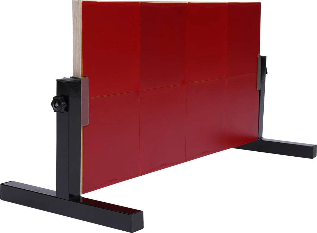 Tafeltennis Rebounder - Eenvoudig te Installeren - Tafeltennistafel Rebound Bord - Zelftrainingsapparatuur met 8 Rode Rubbers - 66 × 33 cm - Rood