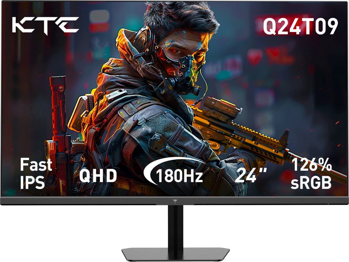 Gamingmonitor - 24-inch 2560*1440 16:9 snel IPS-scherm - 180 Hz - FreeSync en G-Sync - 126% sRGB - HDR-ondersteuningweinig blauw licht - ondersteuning voor wandmontage en kantelaanpassing - 2 x HDMI2.0 - 2 x DP1.4 - 1 x koptelefoonaansluiting - QUORE