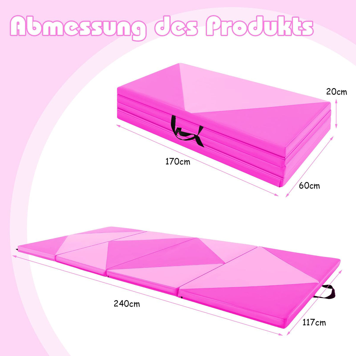 Gymnastiekmat – Gym Mat – Fitnessmat – Oefenmat – Turnmat – 120x60x2 cm – Vouwbaar Met Draagriemen En Klittenbandsluiting