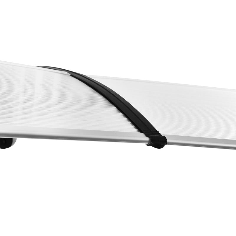 Deurzonwering – Deurluifel – Voordeurkap – Overkapping – Zonwering – Transparant Polycarbonaat Dak – Zwart Aluminium Frame – 75x195x23 cm – UV- en Regenbestendig – Eenvoudige Montage