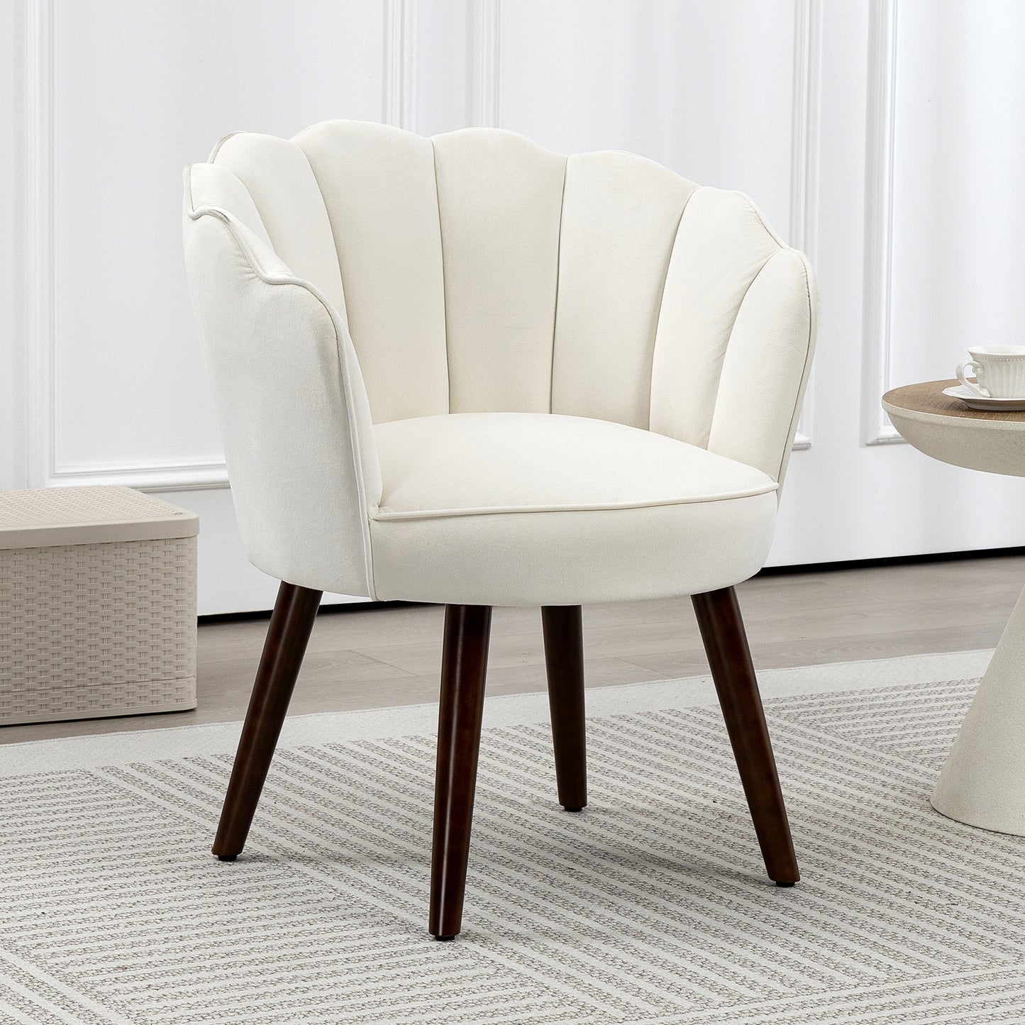 Kuipstoel – Fauteuil – Velvet Stoel – Loungestoel – Designstoel – Velvet-look Bekleding – Houten Hevea Poten – 66x66x78,5 cm – Comfortabel & Stijlvol