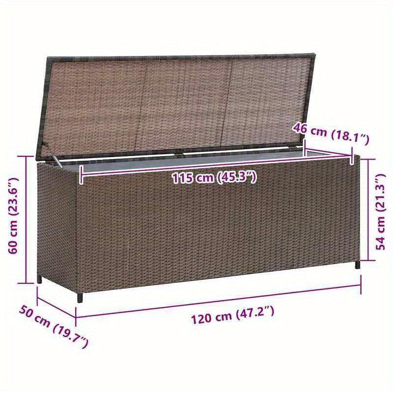 Opbergbox Tuin – Tuinkist – Tuinopbergbox – Berging – Tuinmeubelopslag – Bruin – Poly Rattan – 120x50x60 cm – Weerbestendig – Ruime Opbergruimte