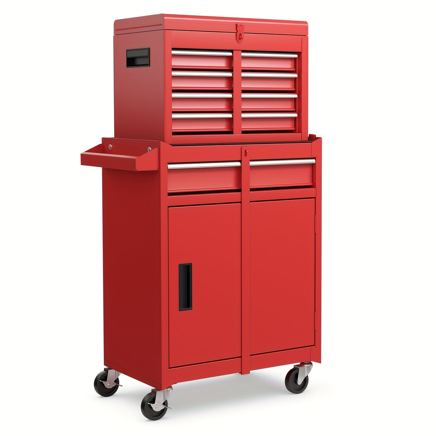 Gereedschapswagen – Werkplaatswagen – Gereedschapskast – Mobiele Toolwagen – Werkbank Opbergkast – Heavy-Duty Metalen Constructie – 5 Laden + Verstelbare Plank – Rood