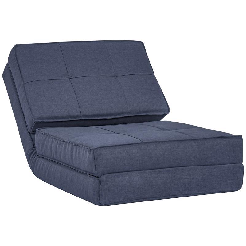 Vouwbare Vloerfauteuil – Vouwstoel – Slaapfauteuil – Loungefauteuil – Opklapbare Stoel – Donkerblauw – Compact Formaat 61x73x58 cm – Zachte Duurzame Stoffering
