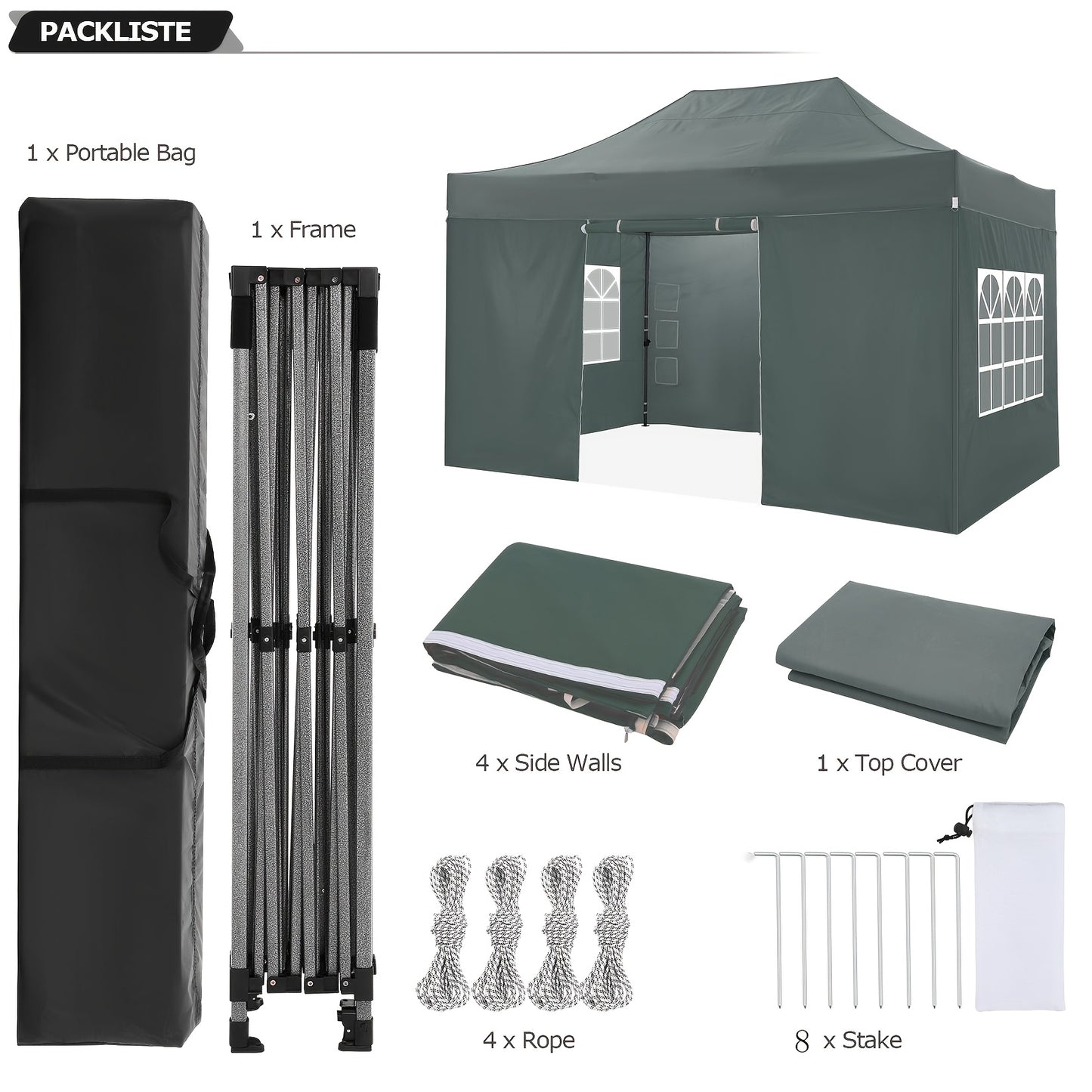 Tuinluifel – Overkapping – Zonwering – Boogluifel – Veranda – Waterdicht – 3x4,5 Meter - QUORE