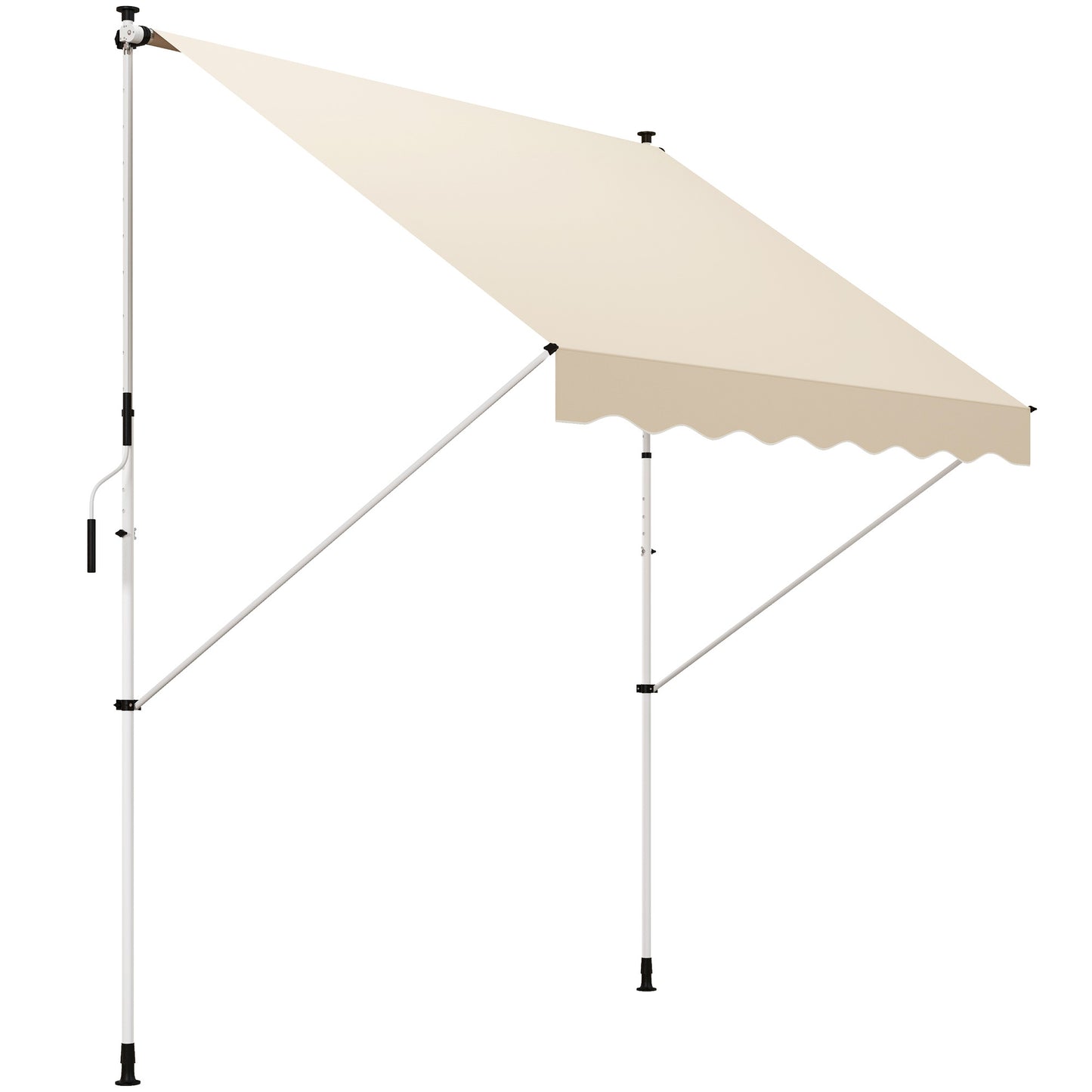 Uitschuifbare Zonwering – Zonnescherm – Markies – Terrasoverkapping – Luifel – Verstelbare Hoogte – Aluminium Frame – Beige Polyester – Anti-UV – Muurloos Montagesysteem