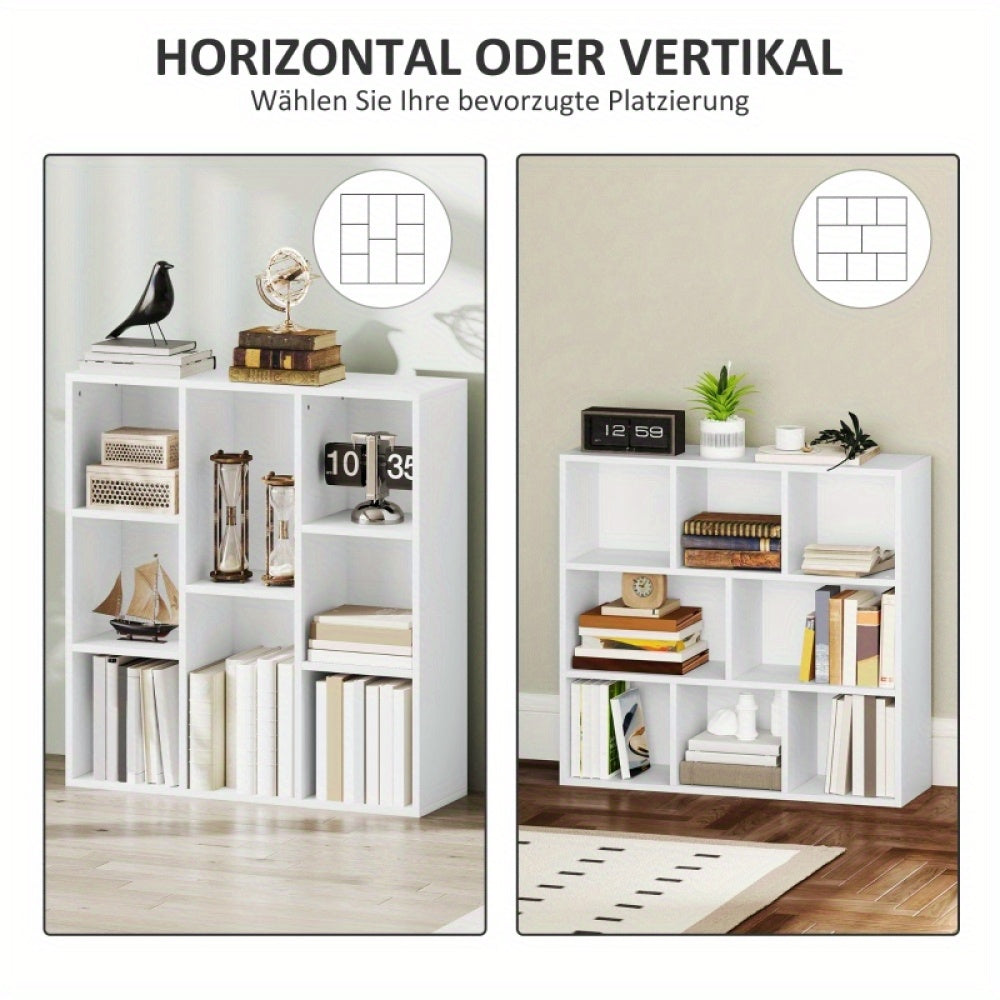Boekenkast – Boekenrek – Opbergkast – Vakkenkast – Witte 8-laags Open Kast – Compact 74x24x80 cm – Draagkracht 64 kg