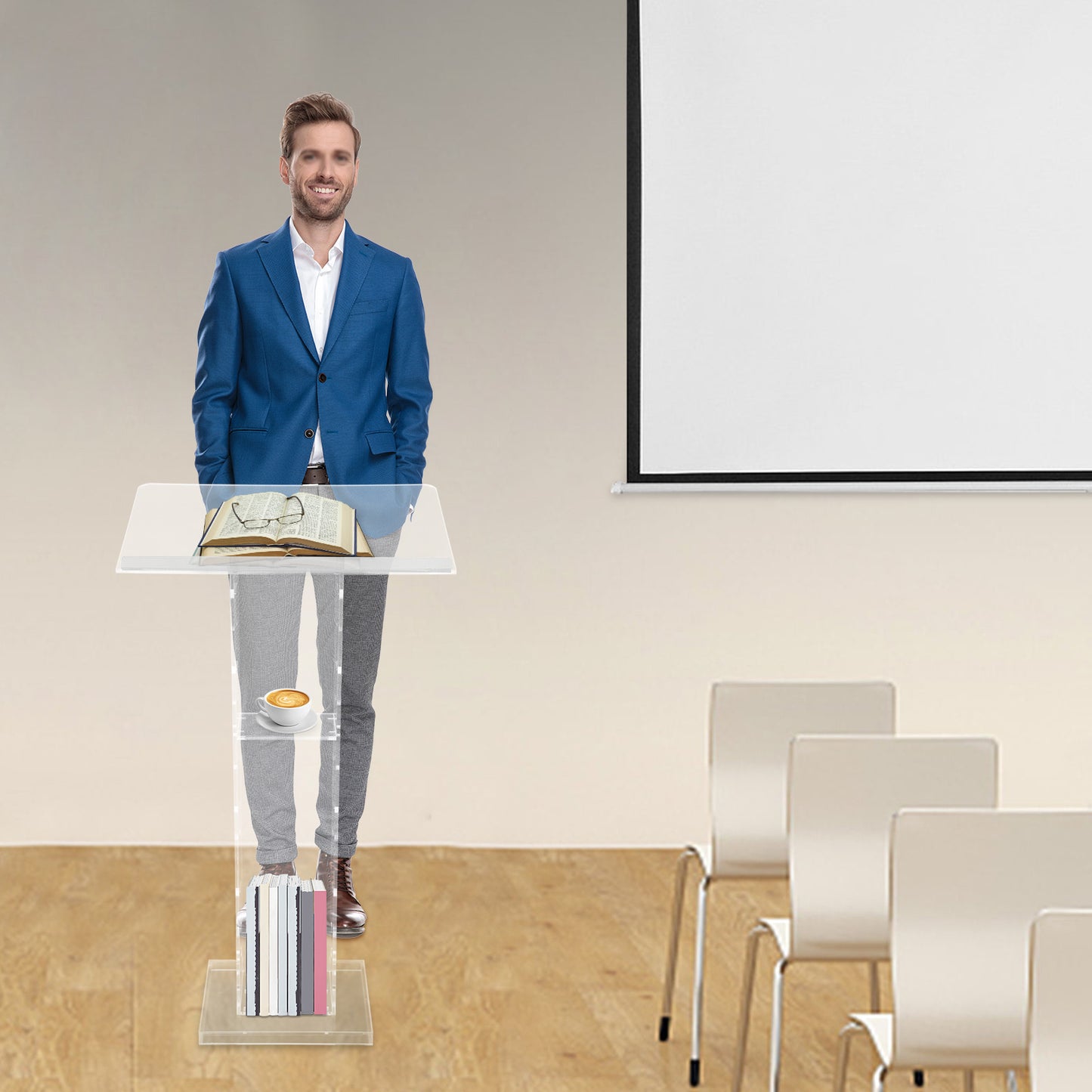 Spreekgestoelte – Lessenaar – Podium – Katheder – Presentatiemeubel – Transparant Acryl – 60x40x110 cm – Stevig en Duurzaam