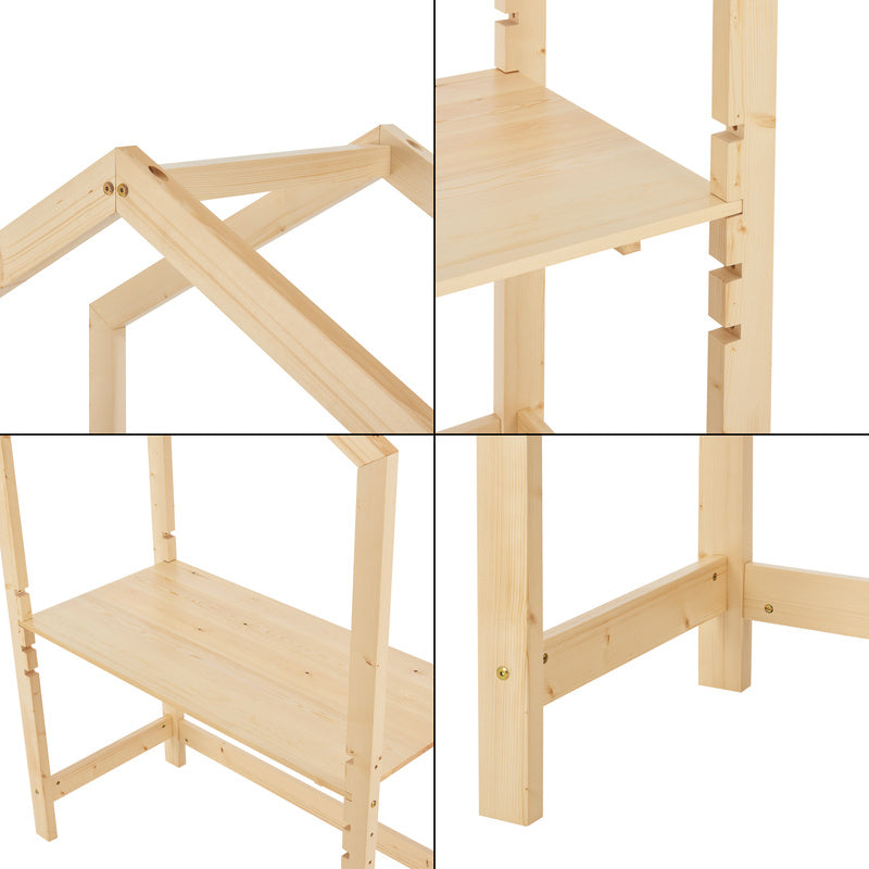 Kinderbureau – Kindertafel – Kinderwerktafel – Speeltafel – Knutseltafel – Verstelbaar in hoogte – Massief grenenhout – 110x50x160 cm – Natuurlijke kleur