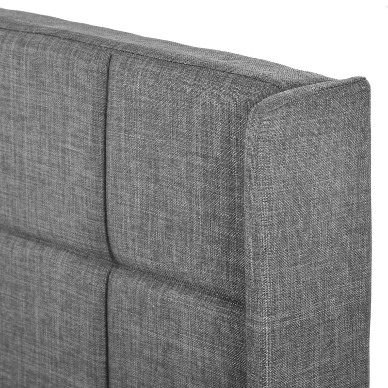 Bedframe – Tweepersoonsbed – Gestoffeerd Bed – Boxspringbed – Slaapbank – Stevig Met Linnen Stof – Padded Hoofdeinde – 140x200 cm