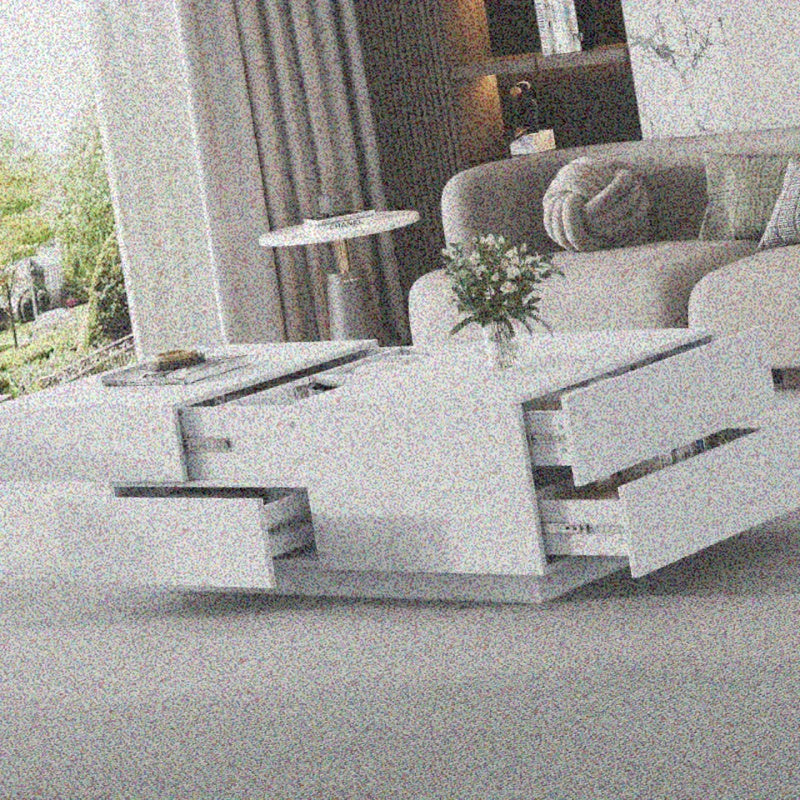 Salontafel – Koffietafel – Bijzettafel – Woonkamertafel – Lounge Tafel – Modern – Verstelbaar Tafelblad – Ruime Lade – Wit – Duurzaam Niet-Hout Materialen