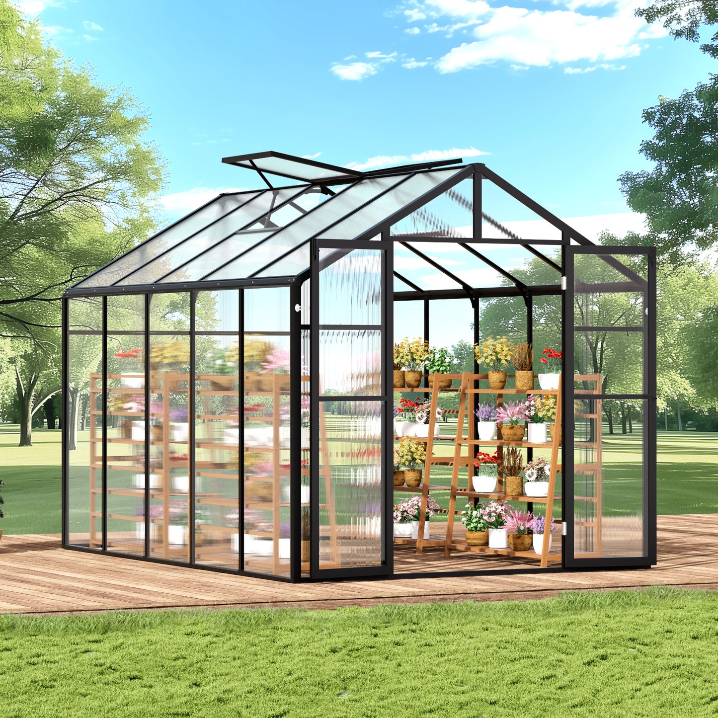 Kas – Kweekkas – Tuinkas – Plantenkas – Serre – 8 x 10 Ft Ruim Formaat – UV-Bestendige Polycarbonaat Panelen