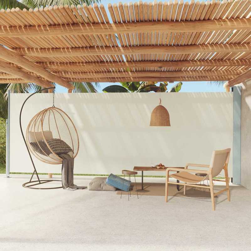 Uitbreidbare Zijluifel – Kampeerluifel – Caravanluifel – Luifel – Outdoor Zonnescherm – Crème Kleur – 200x600 cm – Weerbestendig Kunststof