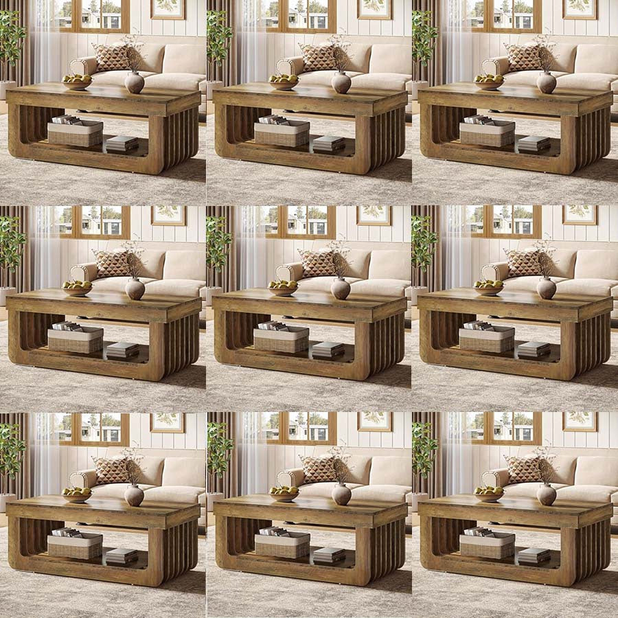 Salontafel Extra Breed – Koffietafel – Woonkamertafel – Centre Tafel – Living Room Table – Twee-Tier Met Opbergbodem – Stevig MDF Met Krasbestendige Afwerking