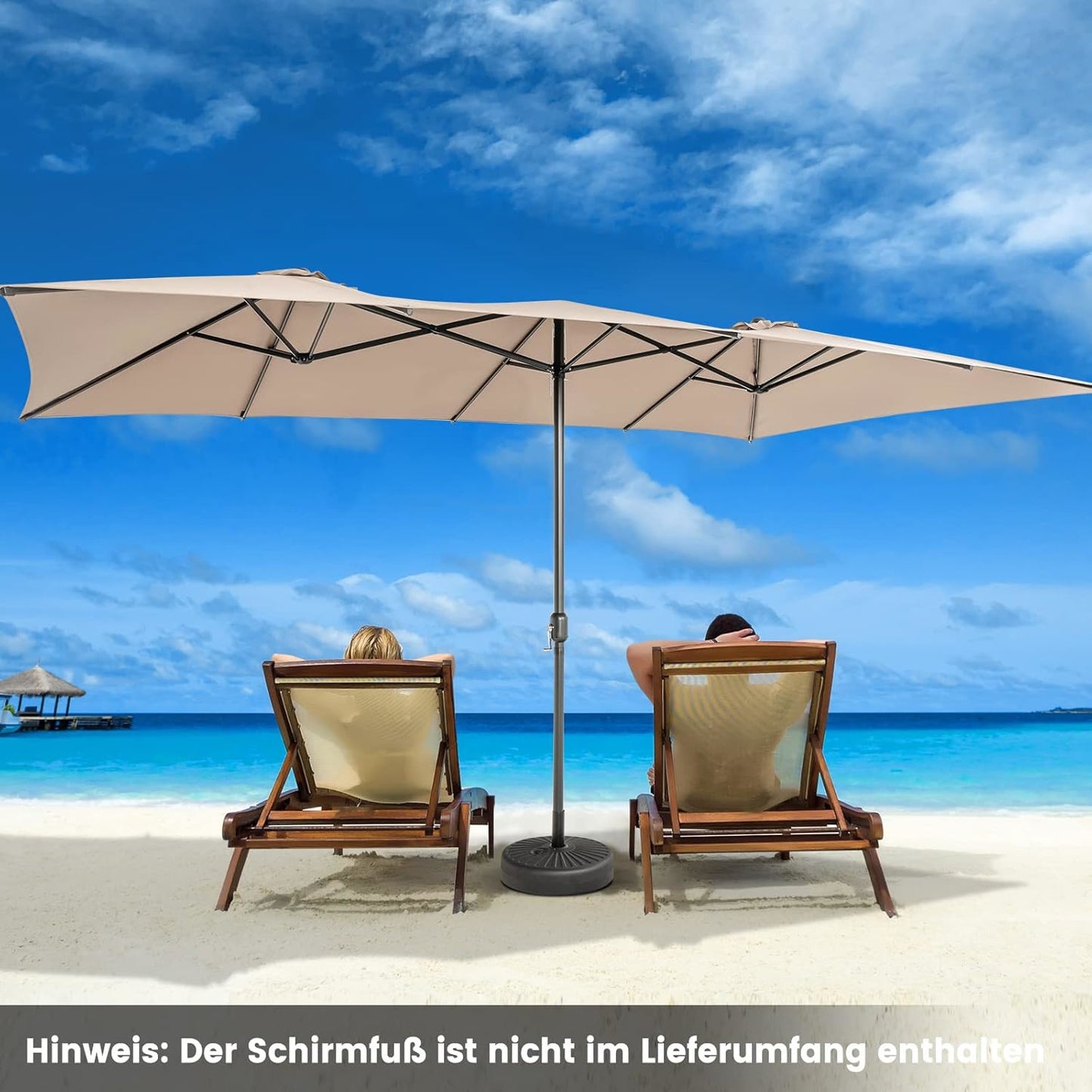 Tuinparasol – Parasol – Terrasparasol – Balkonparasol – Stokparasol – Dubbele Rechthoekige Parasol – UV Bescherming – Windbestendig Met 10 Ribben