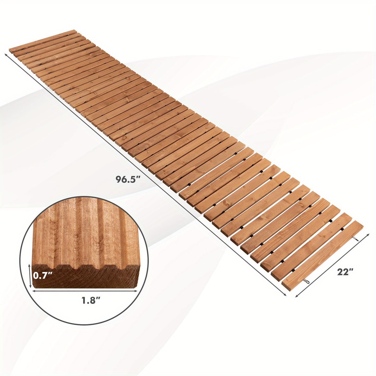 Houten Tuinpad – Rolpad – Loopbrug – Tuinpad Mat – Buitenpad – Natuurlijk Vurenhout – Anti-slip Oppervlak – 245 cm x 55 cm