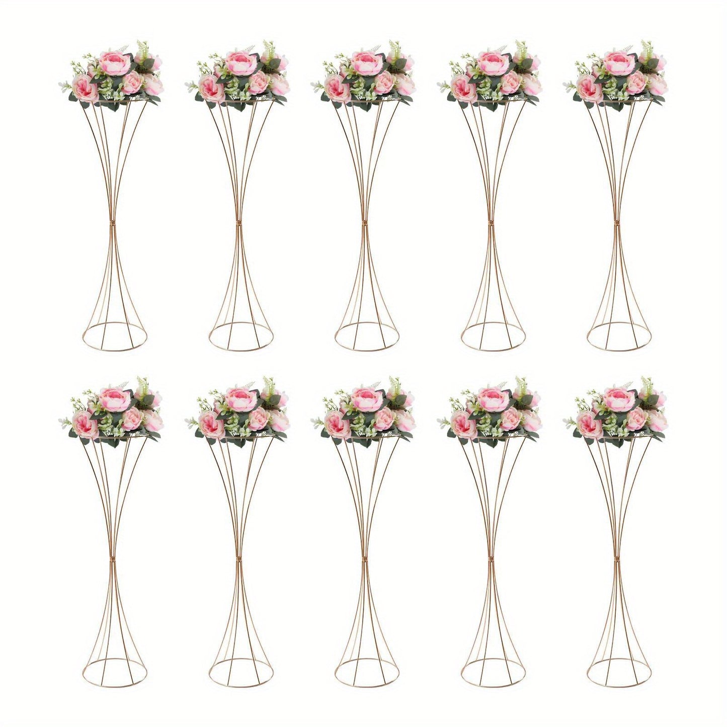 Gouden Trompet Vazen – Gouden Vaas Set – Bloemenvazen – Decoratie Vazen – Moderne Vazen – Set van 10 – 80 cm Hoog – Duurzaam Metaal